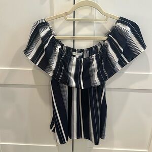 Navy and white off the shoulder top - size medium